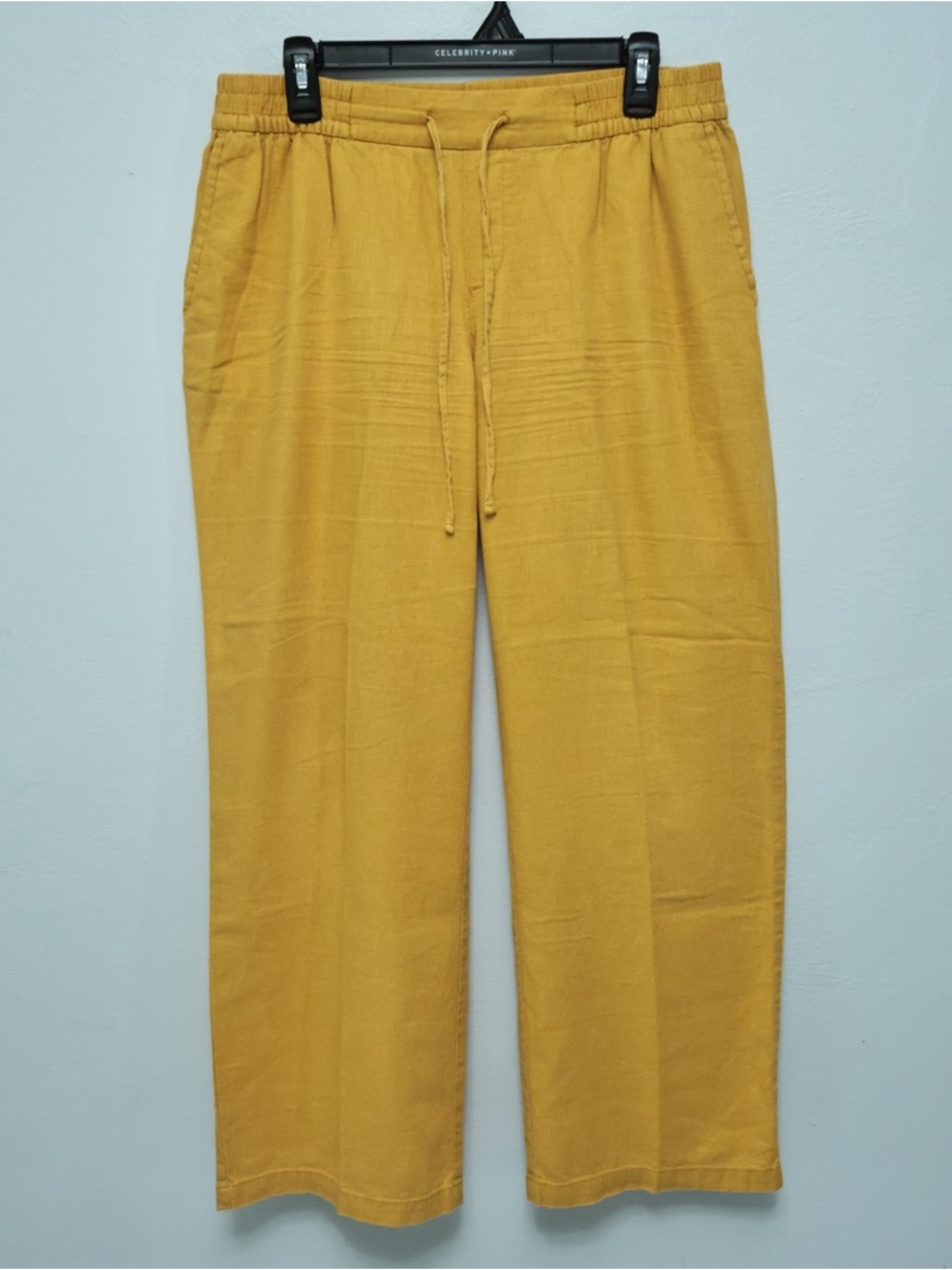 Old Navy Women’s Linen Blend Wide Leg Drawstring Pants - Mustard Yellow